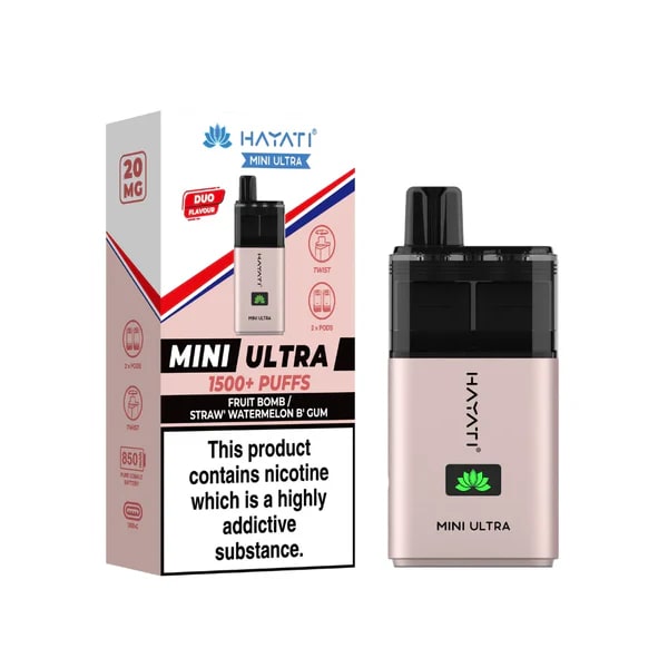 HAYATI ULTRA MINI FRUIT BOMB/ STRAW' WATERMELON B'GUM PREFILLED POD KIT